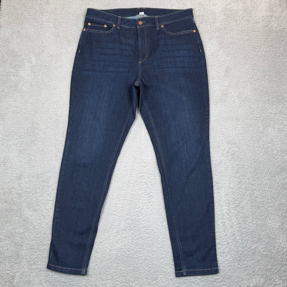 LL Bean True Shape Skinny‎ Jeans Womens 16 Reg Dark Indigo CoolMax Denim 507468